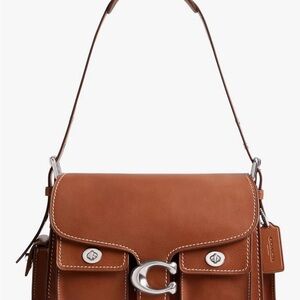 Coach Saddle Brown Leather Shoulder Bag with Silver Hardware